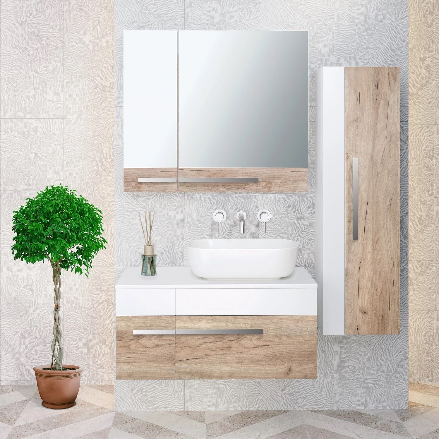 Тумба подвесная Вудлайн 85 под накладную раковину