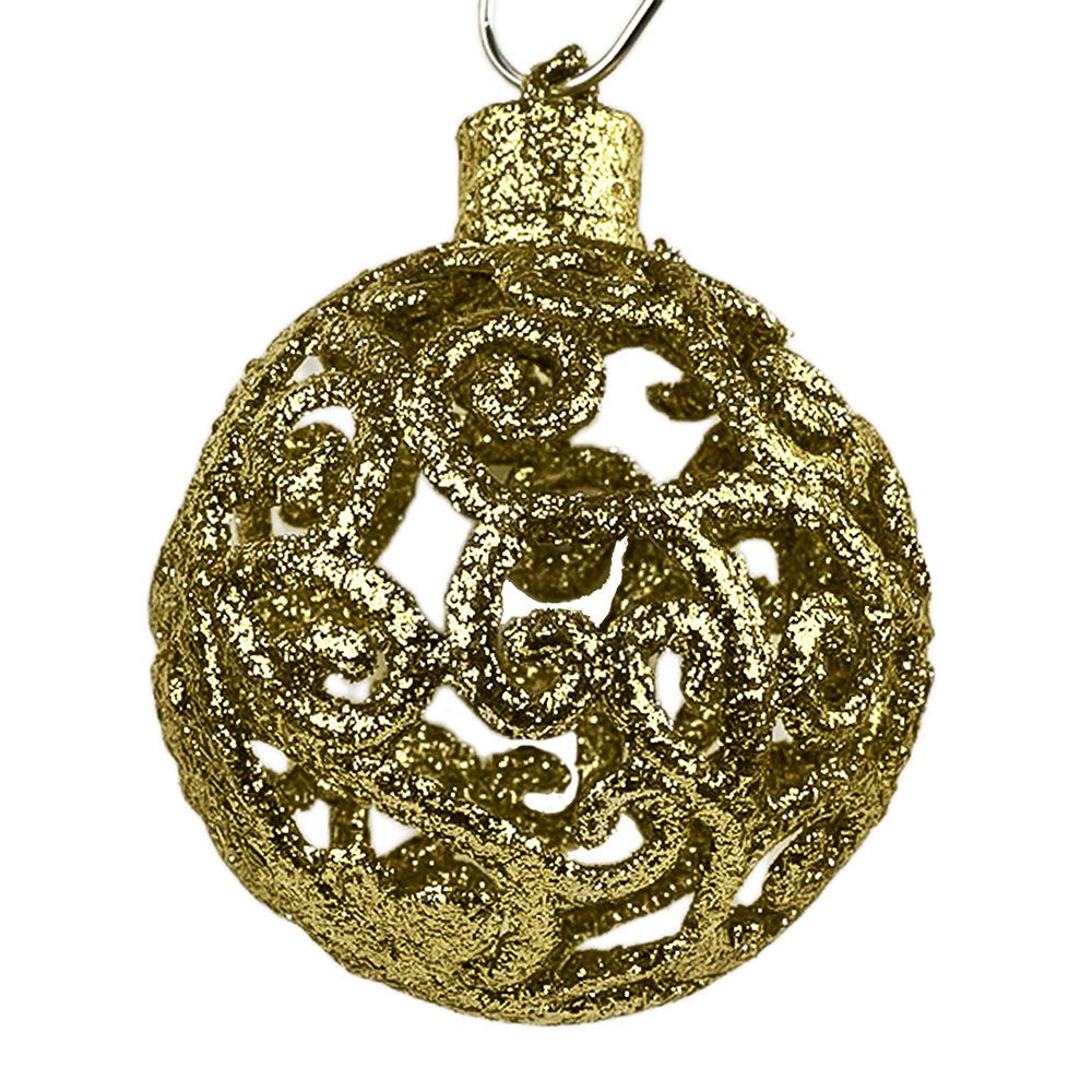 Шары новогодние Фактурный микс 8 см 24шт золотые