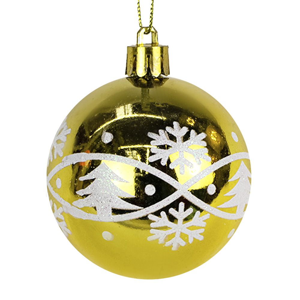 Новогодние шары "Зимний лес" 6 см 4 шт золото