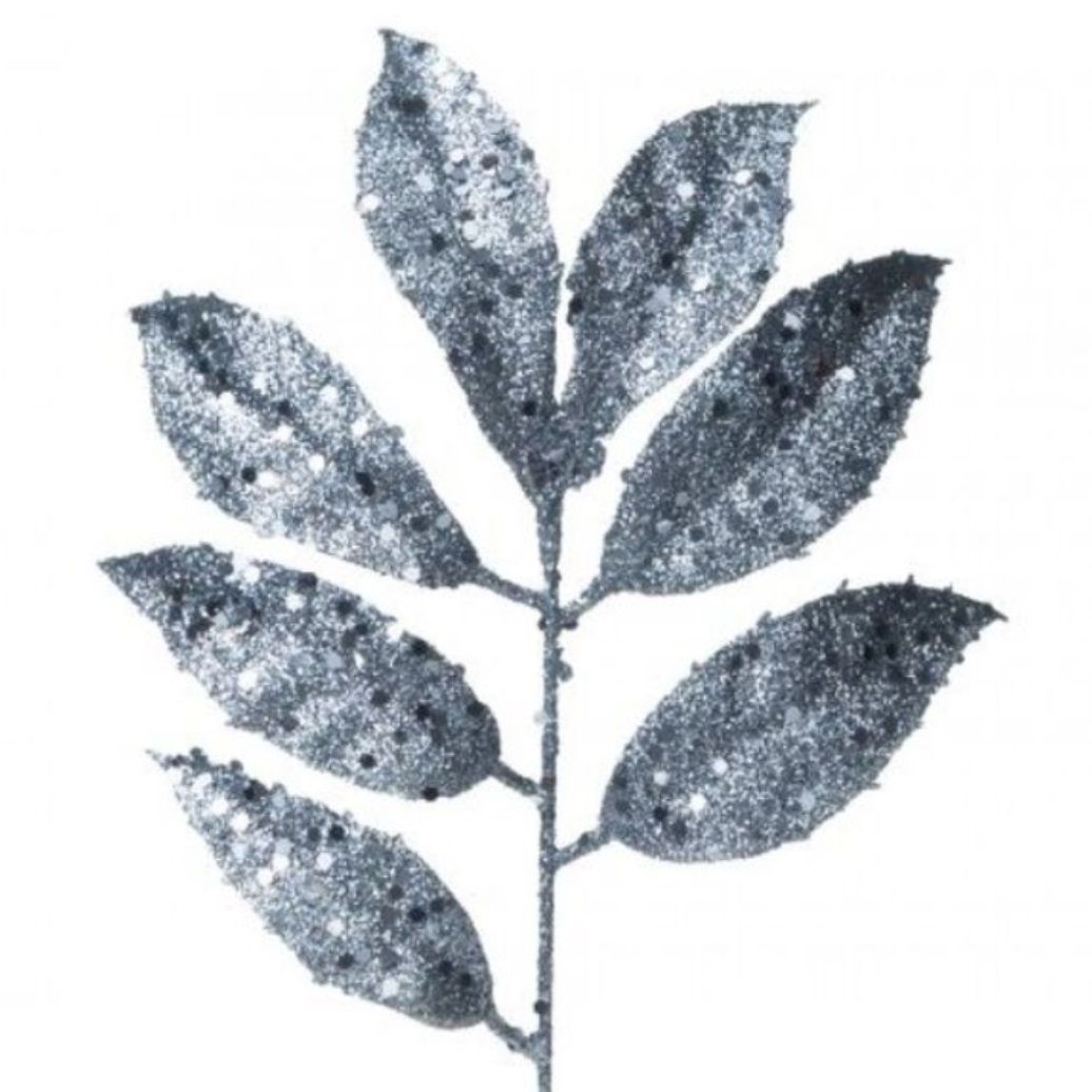 Украшение интерьерное Ветка Серебристая с листиками 31x14x1 см