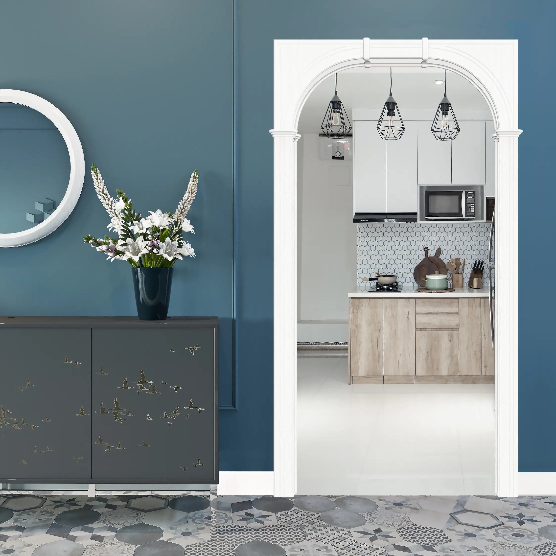 Арка Палермо ПВХ 700-1300х190х1800 мм белое дерево со сводорасширителем