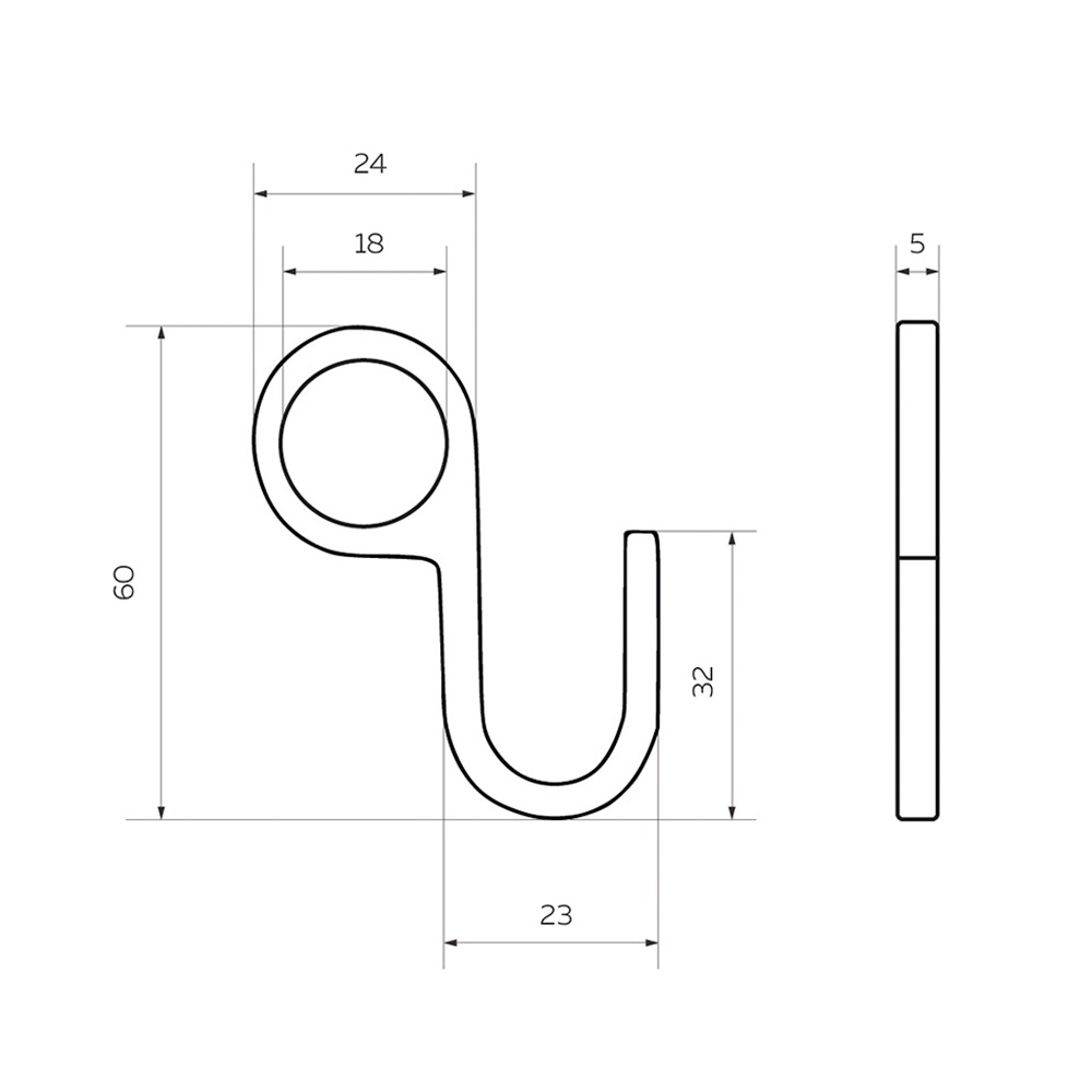 Крючок на рейлинг несъемный черный матовый