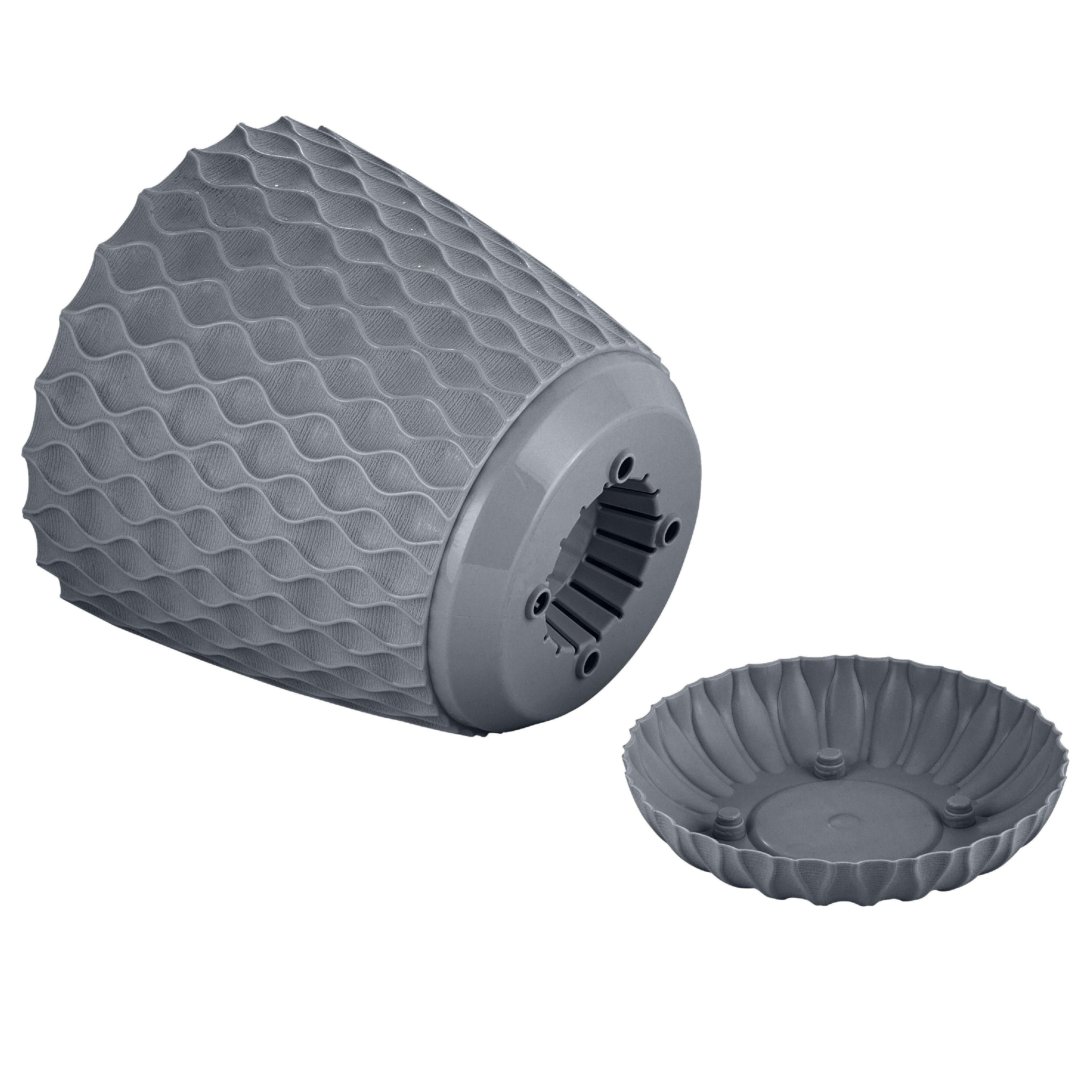 Горшок цветочный InGreen Wave Вулканический серый 27 см 10 л с дренажной сеткой и съемным поддоном