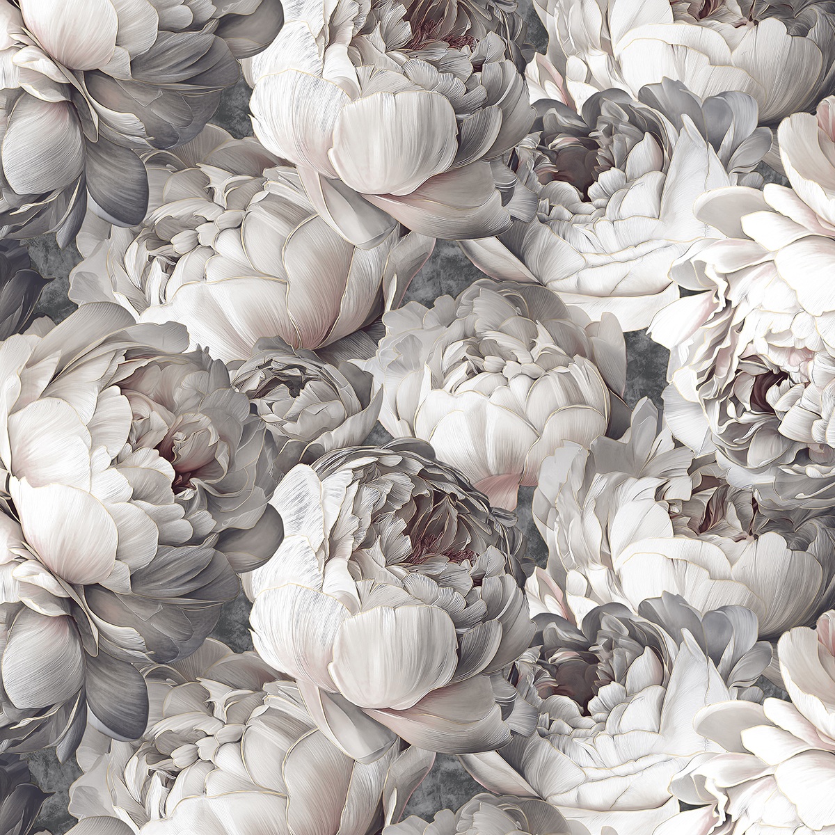 Обои Victoria Stenova Peony 585339 серые цветы крупные 1,06х10 м