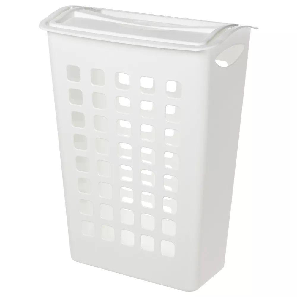 Корзина для белья узкая с поворотной крышкой 38 л 43х26х58 cм белая