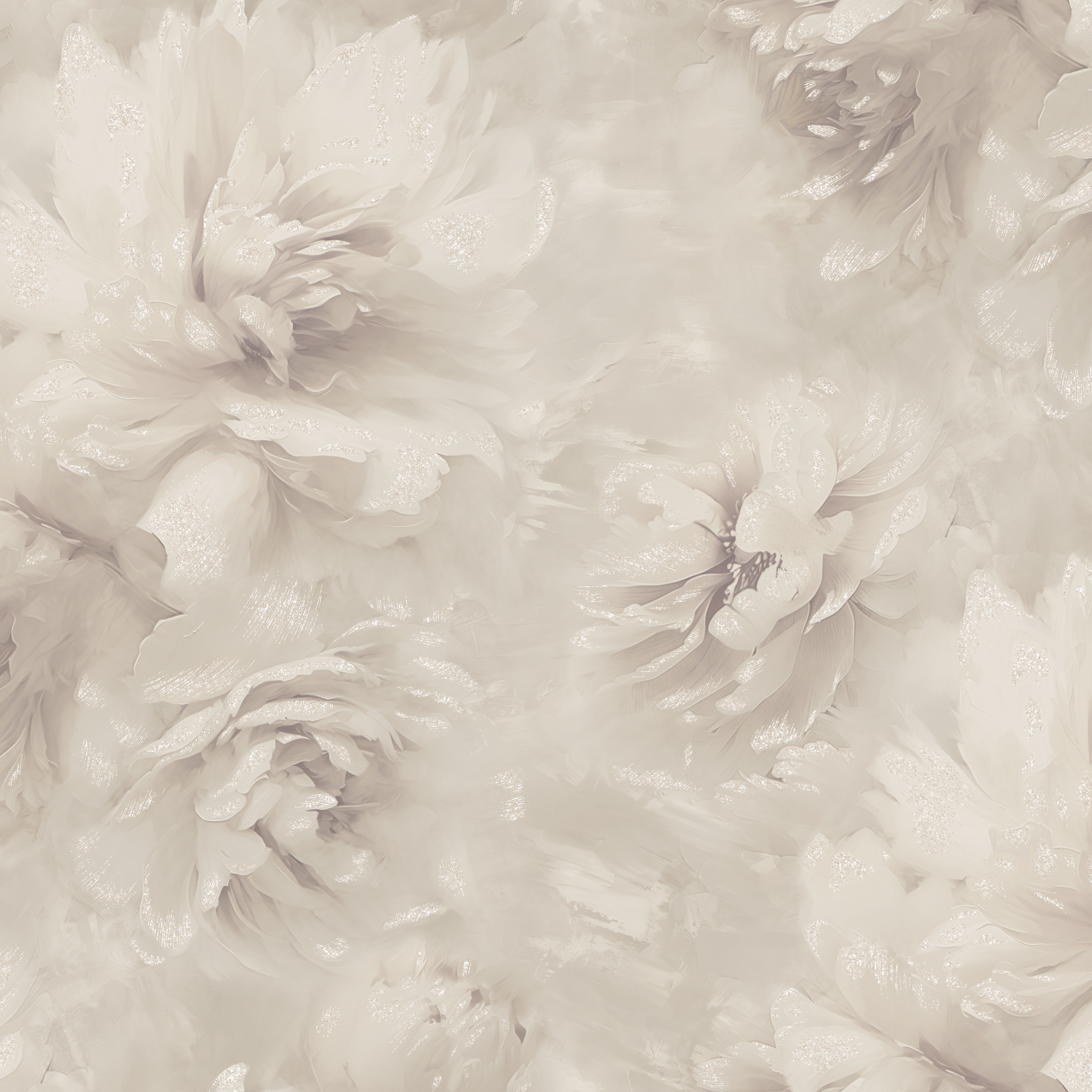 Обои Ateliero Bella 588691 бежевые цветы крупные пионы 1,06х10,05 м