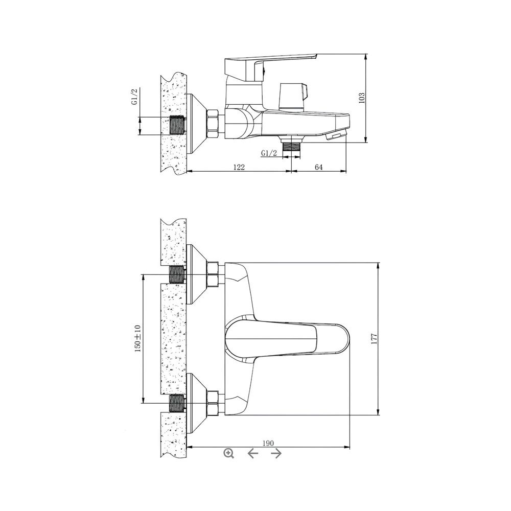 Смеситель Hill для ванны короткий излив без аксессуаров HI 54