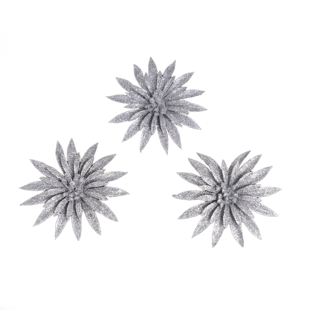 Украшение новогоднее Моя Елочка Цветок на прищепке d10 см серебро 2024-2892