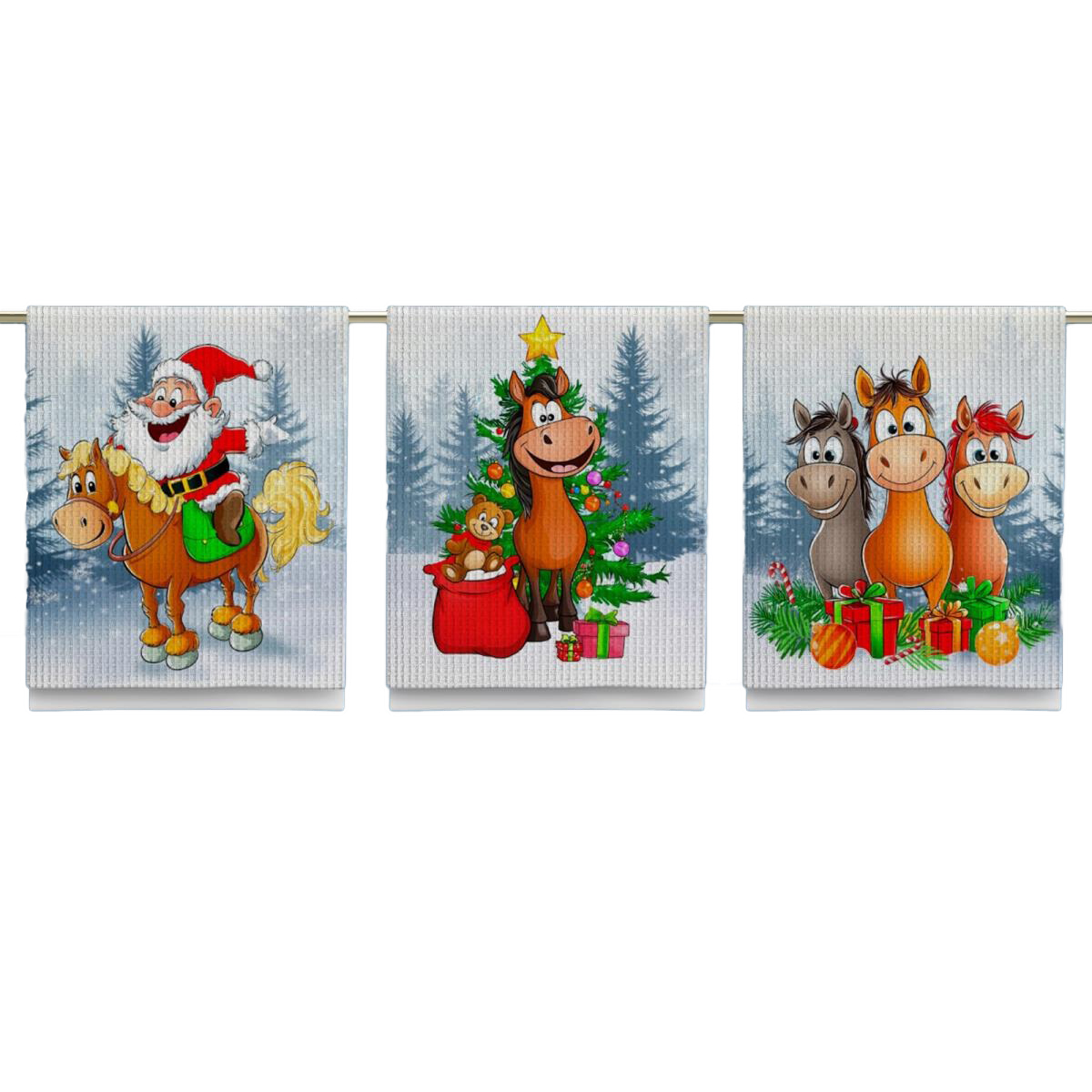 Набор полотенец кухонных вафельных Vse Doma 45х60 см 3 шт 60328-1 Веселый праздник