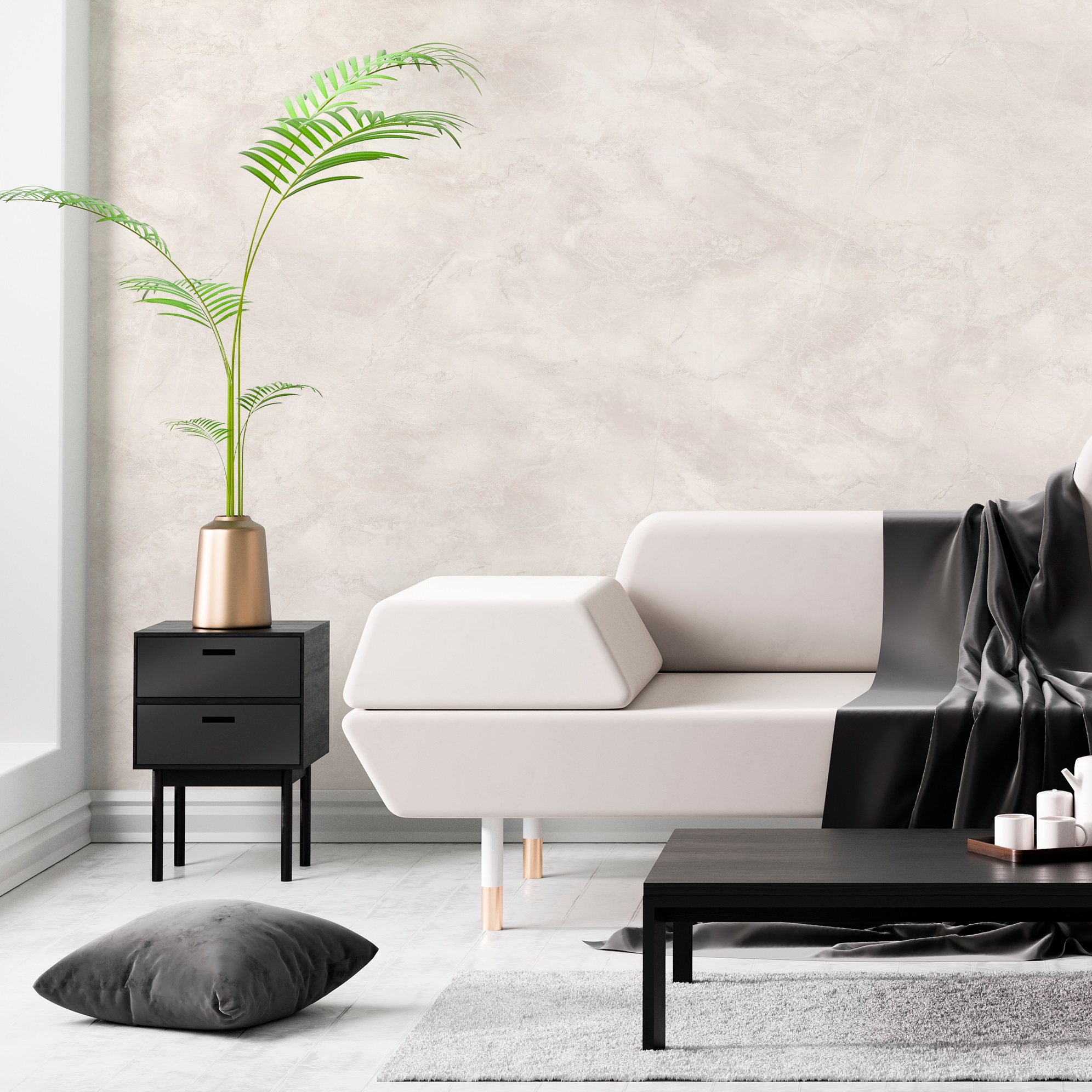 Обои OVK Design Комильфо 11447-02 бежевые мрамор 1,06х10 м
