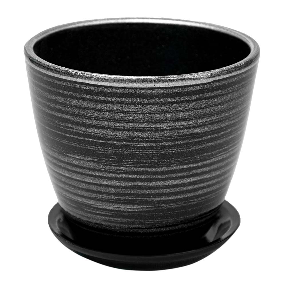 Горшок цветочный Бутон черн/серебро 12 см 0,9 л