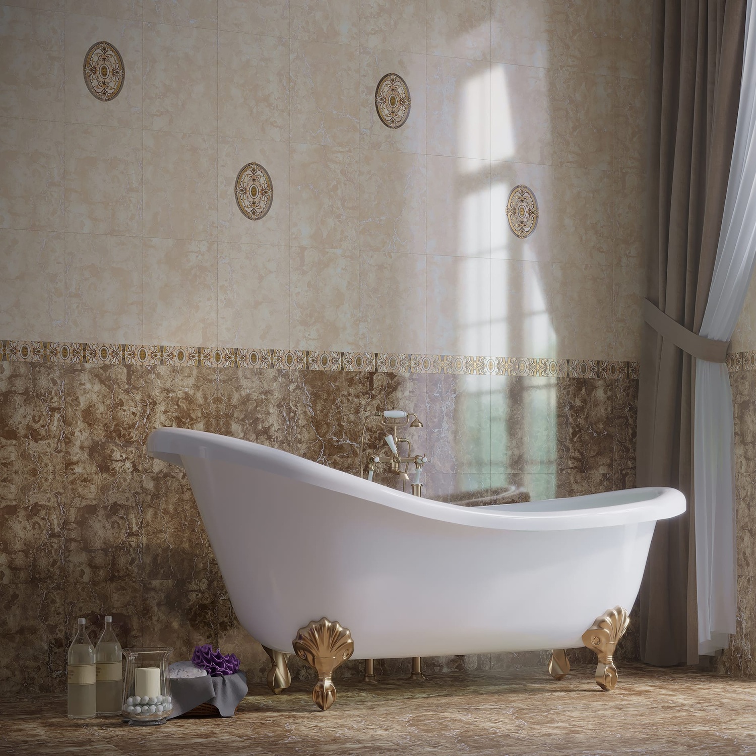 Плитка настенная Axima Изабель верх 25х35 см бежевая 1,58 м2