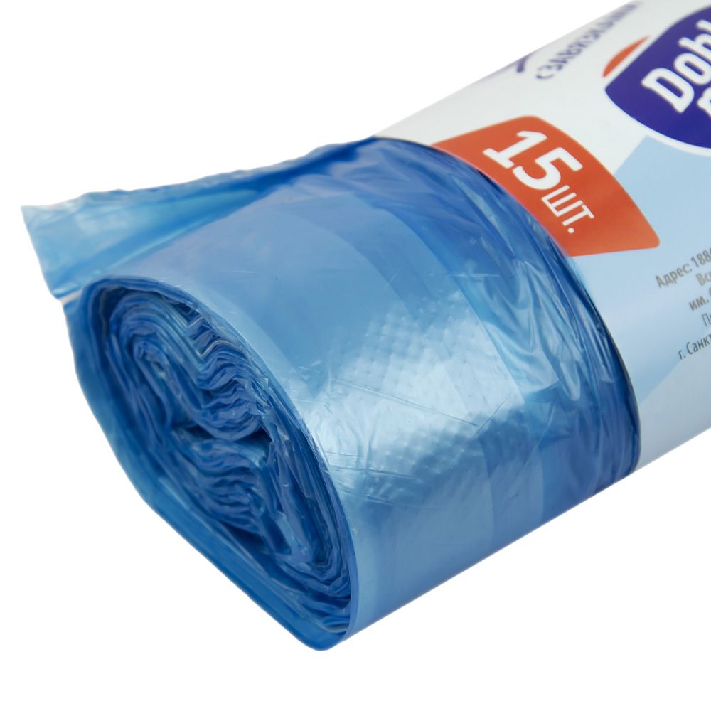 Пакеты для мусора Dobb&Mopp с завязками 35 л 15 шт синие
