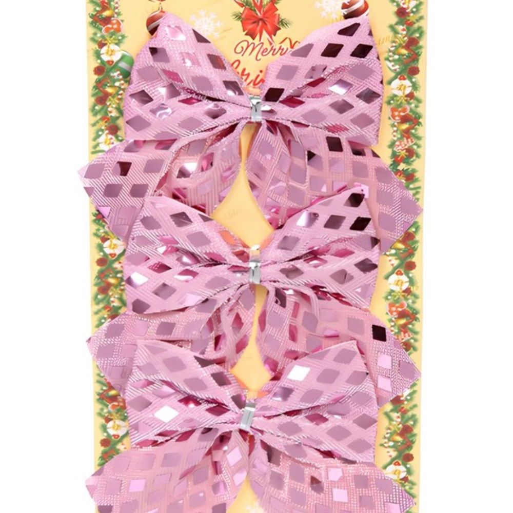 Украшение новогоднее Бант Сказочные переливы 9х10 см розовое золото 3 шт 107-6394