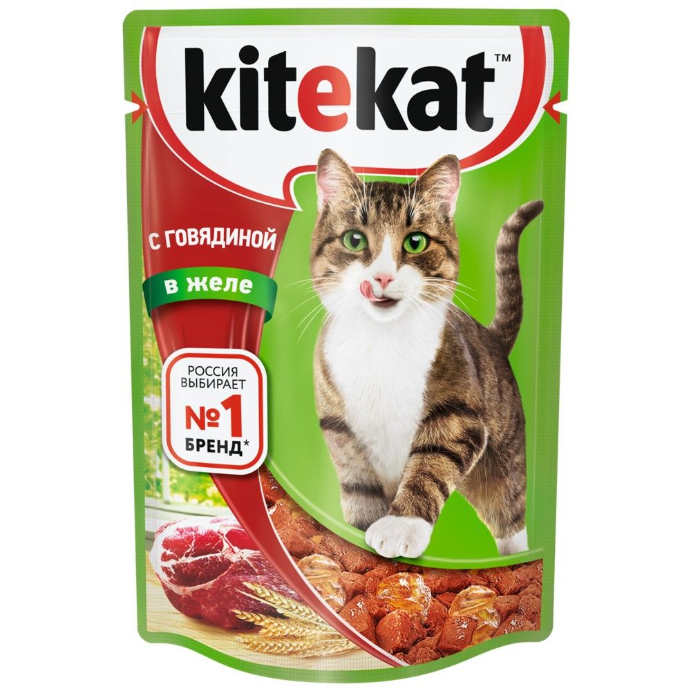 Корм для кошек влажный Kitekat Говядина в желе 85 г
