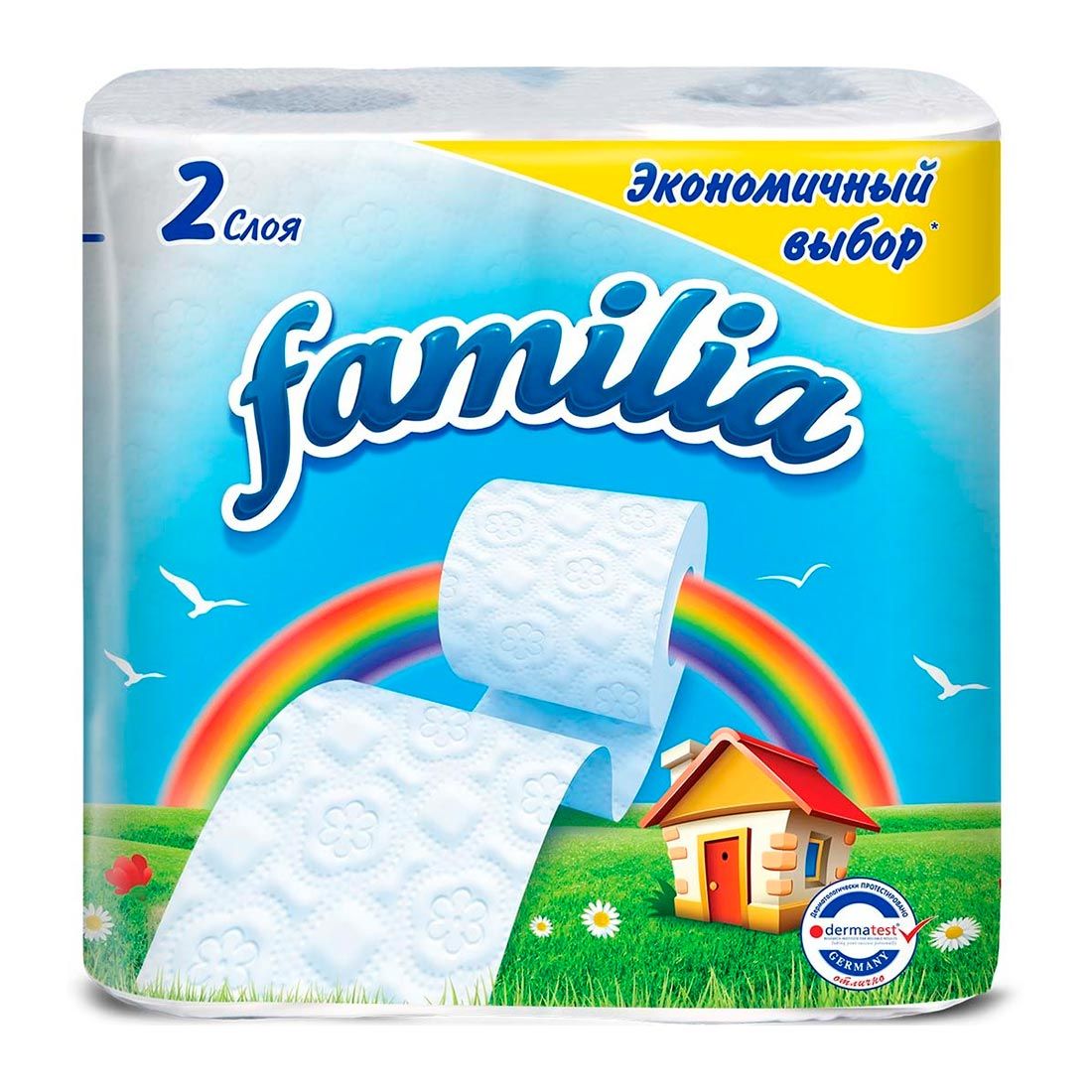 Туалетная бумага Familia 2-слойная белая 4 рулона