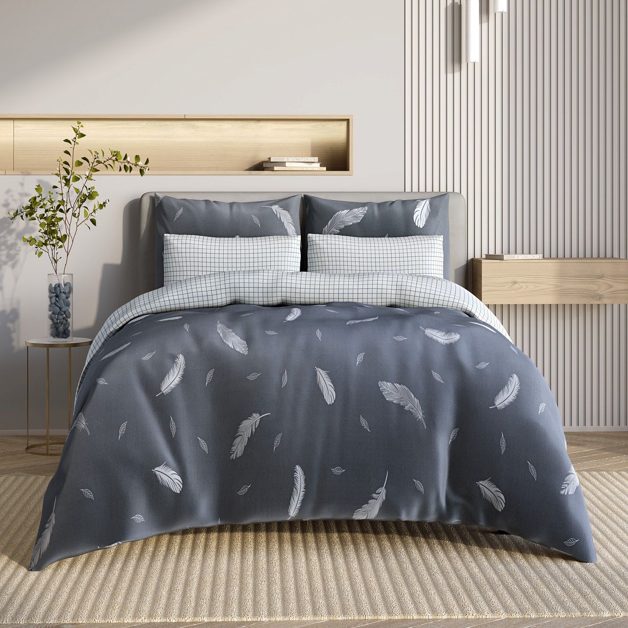 Белье постельное евро сатин Гармоника Невесомость 70х70 см-2 50х70 см-2