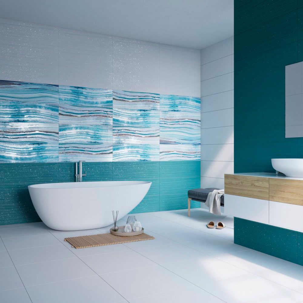 Плитка настенная Gracia Ceramica Marella multi wall 01 30х90 см бирюзовая 1,35 м2
