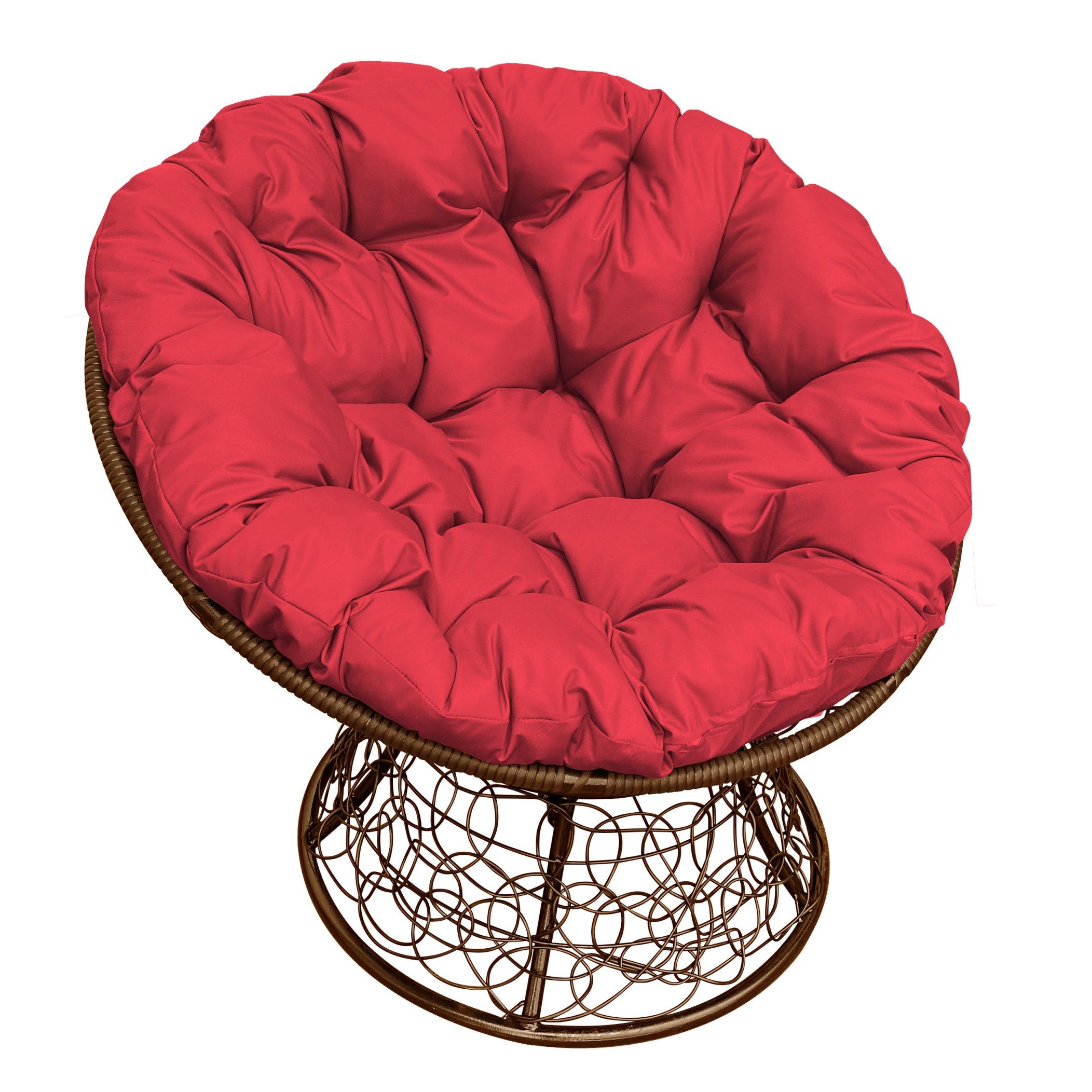 Кресло иск. ротанг Papasan плетение коричневое, подушка в ассортименте