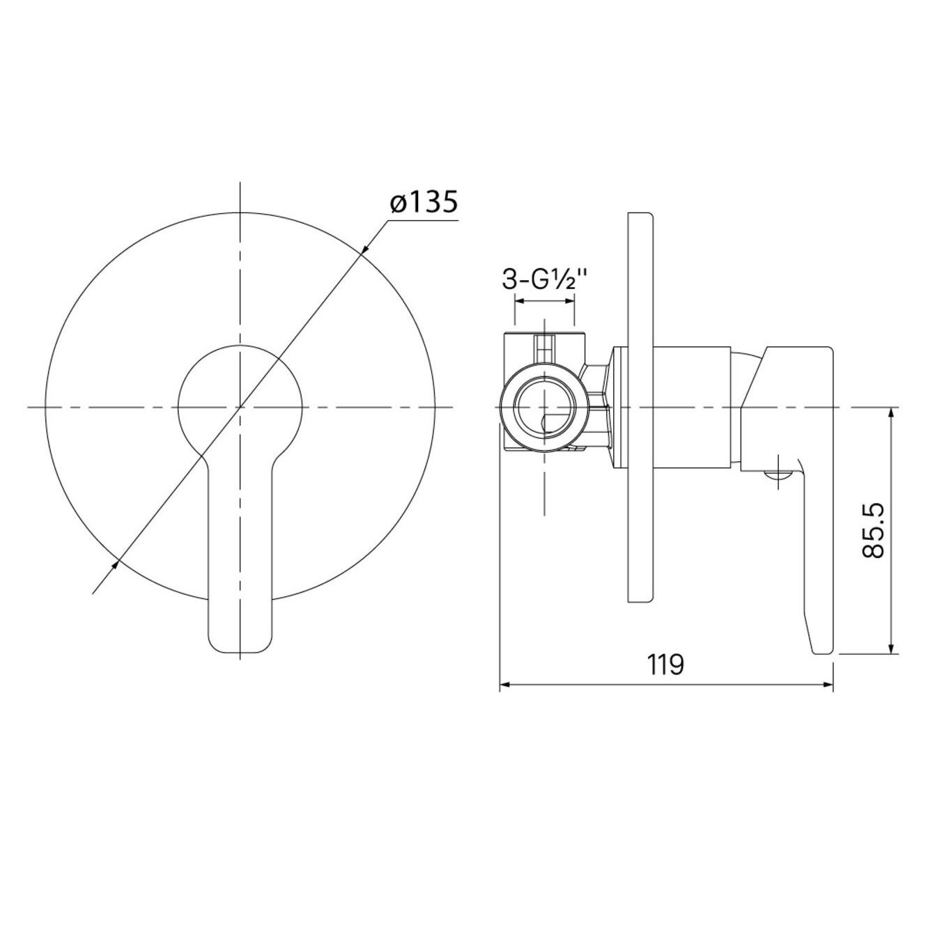Смеситель для ванны встраиваемый с одним выходом Iddis Sena SENSB00i66