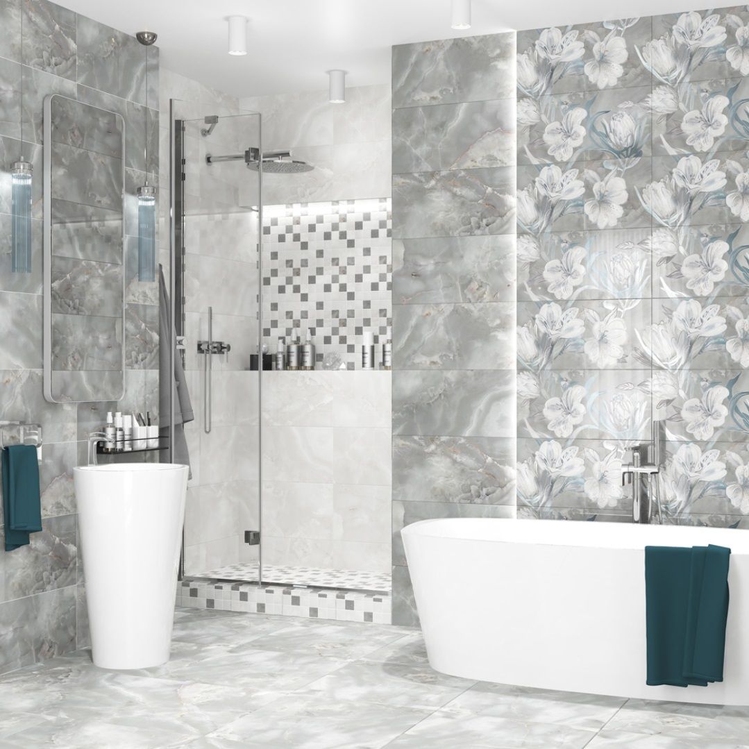 Плитка настенная Azori Opale Light 31,5х63 см светло-серая 1,79/1,59 м2