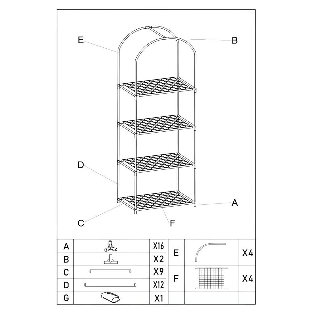 Парник для рассады 59x39x160 см 4 полки с чехлом ГеоПластБорд зеленый c округлым верхом