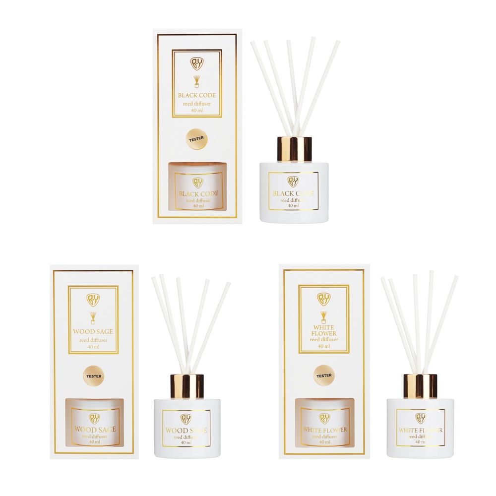 Аромадиффузор с палочками New Galaxy LuxWhite Wood sage, White flower, Black code 40 мл