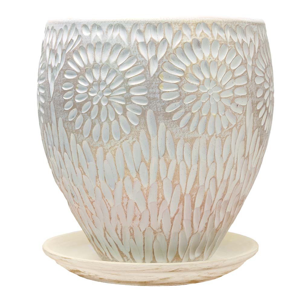 Горшок цветочный Астра Конус 26-223 бело-жемчужный 18 см 3 л