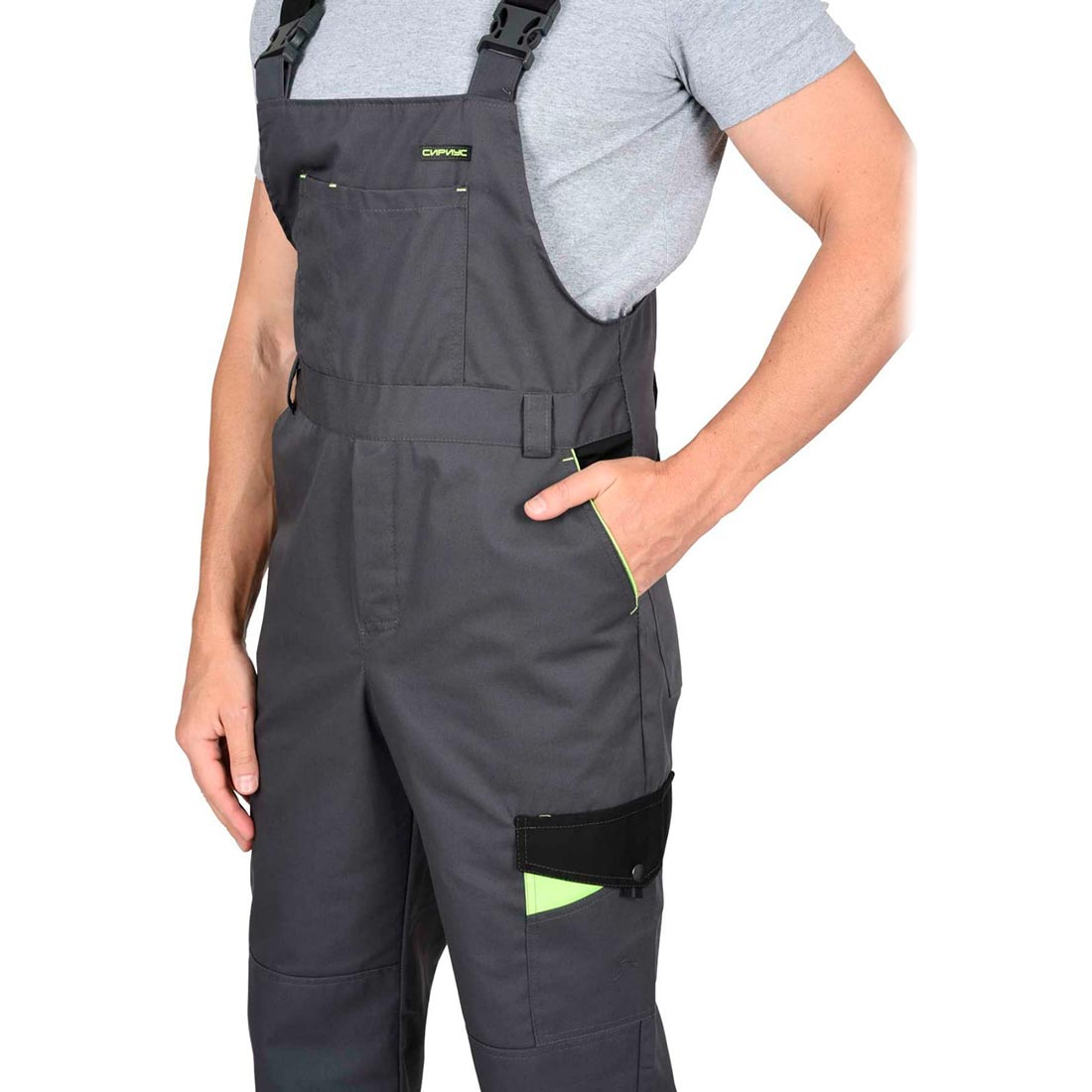 Полукомбинезон Ховард темно-cерый с черной и лимонной отделкой р.120-124/182-188