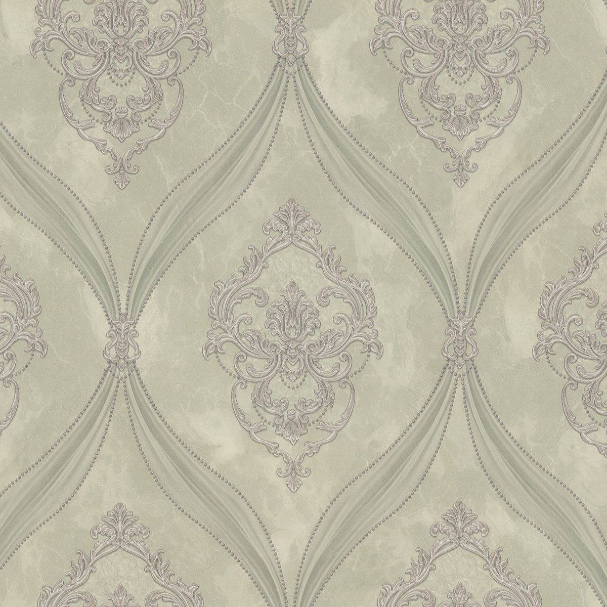 Обои Euro Decor Matilda 7294-04 фисташковые дамаск 1,06х10,05 м