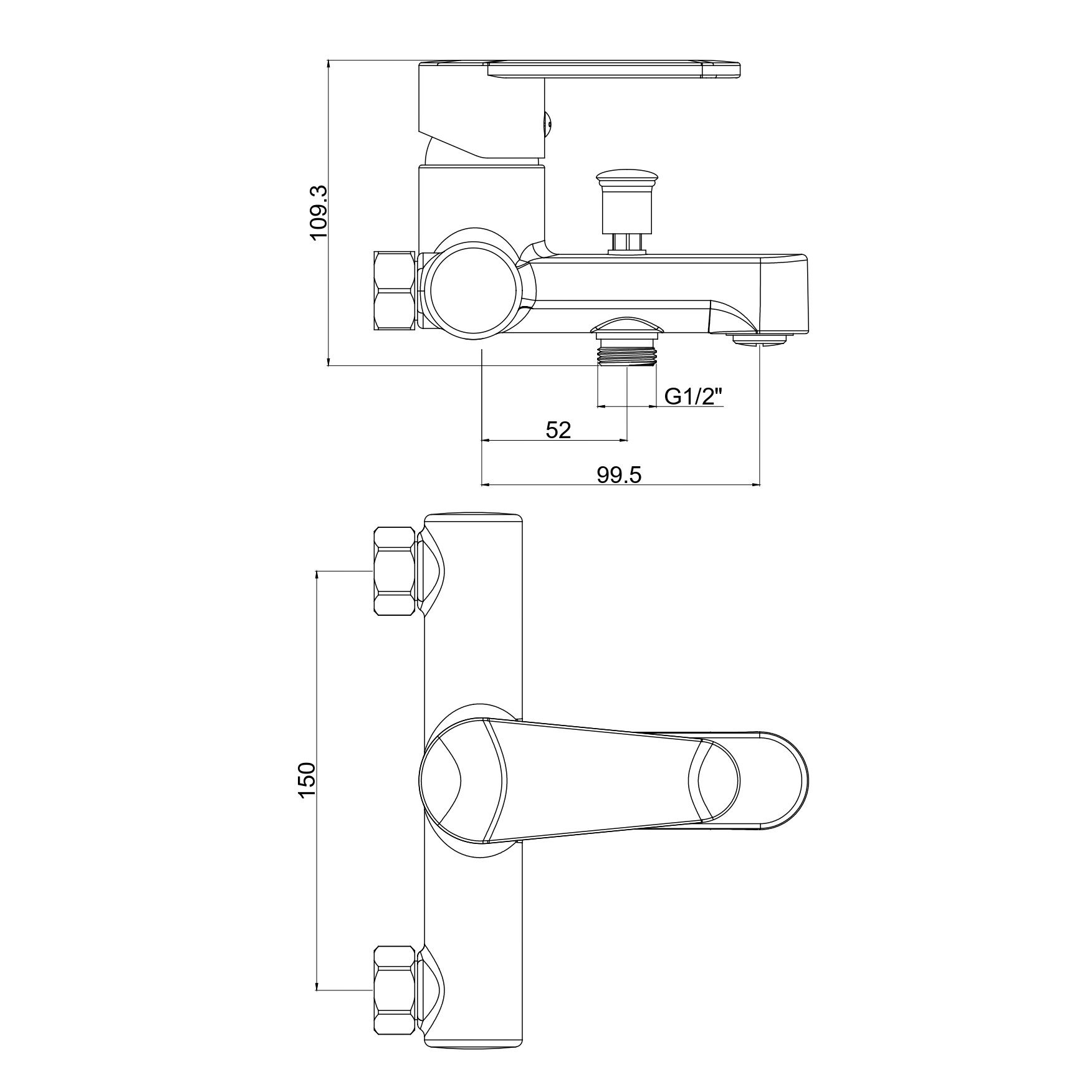 Смеситель для ванны Voda Waterfall WF54 однорычажный