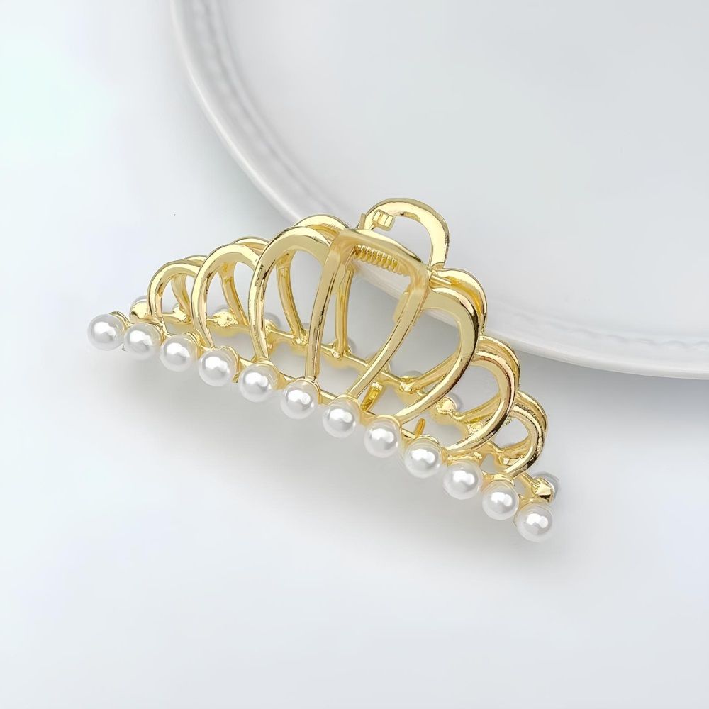 Заколка-краб для волос Premium Диадема серебро/золото 9,5 см на блистере