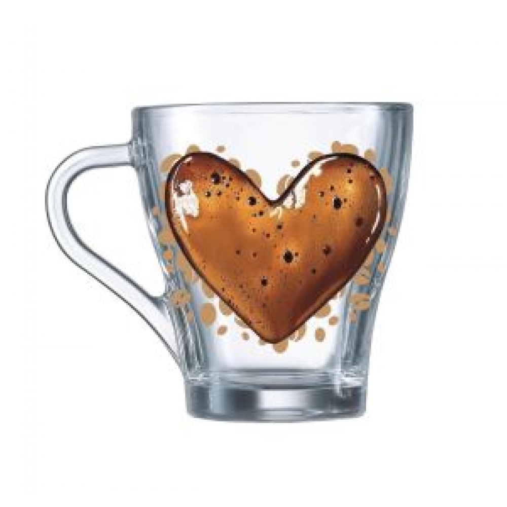 Кружка стеклянная 250 мл Грация Кофейное сердце