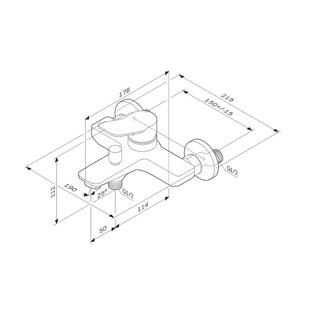 Смеситель для ванны AM.PM X-Joy F85A10022 черный однорычажный короткий излив