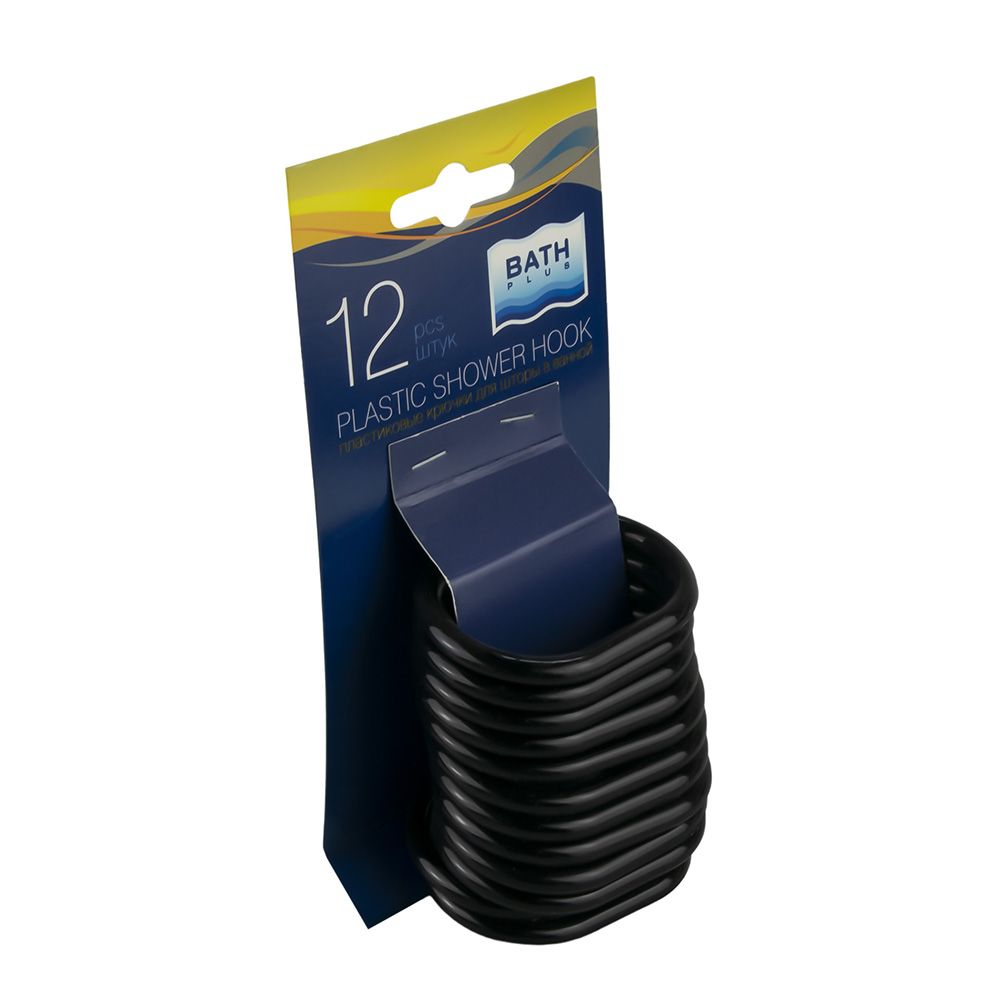 Кольца для штор в ванную 12 шт черные АК-05