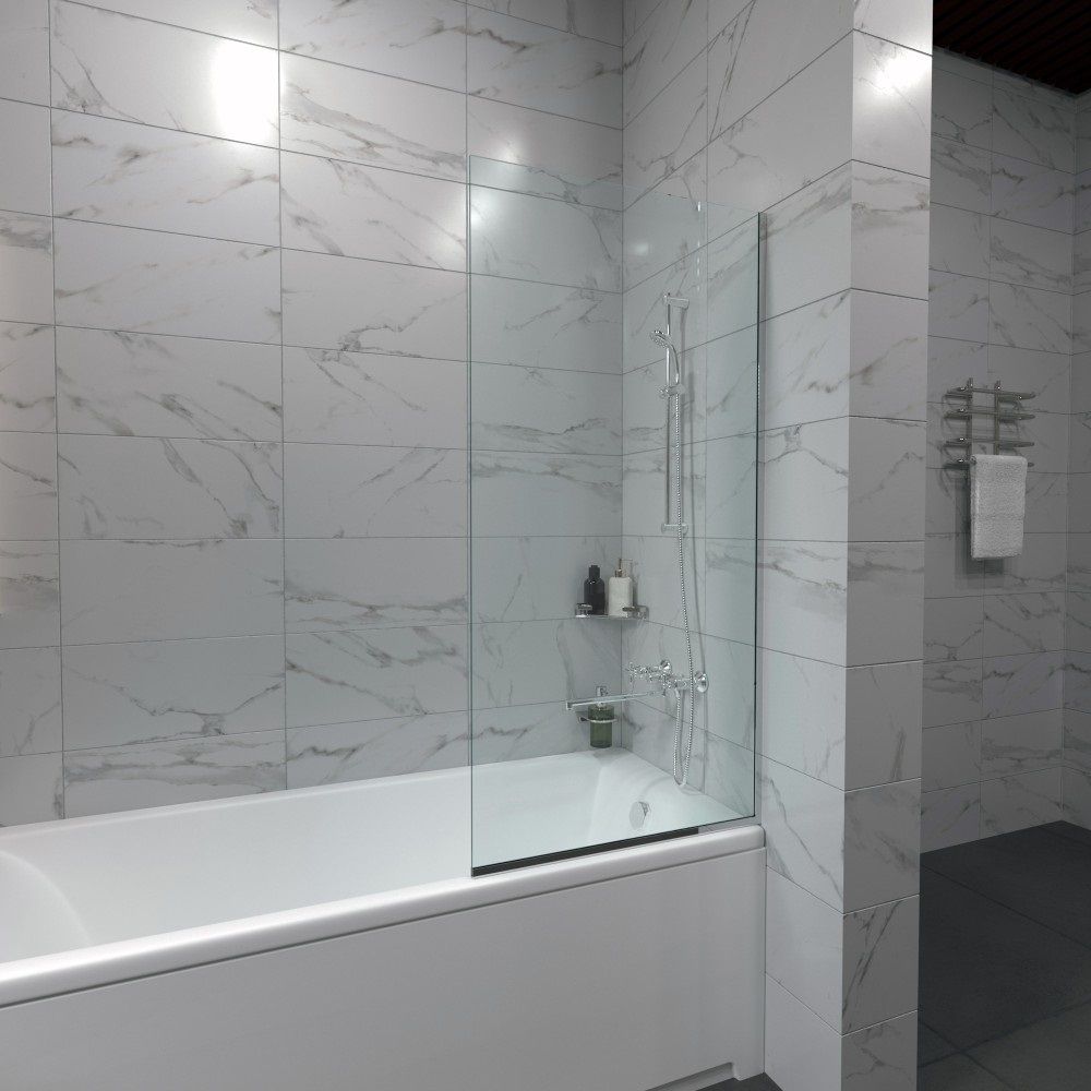 Штора на ванну Triton Статик-Хром 700х1400 мм стекло прозрачное, профиль хром