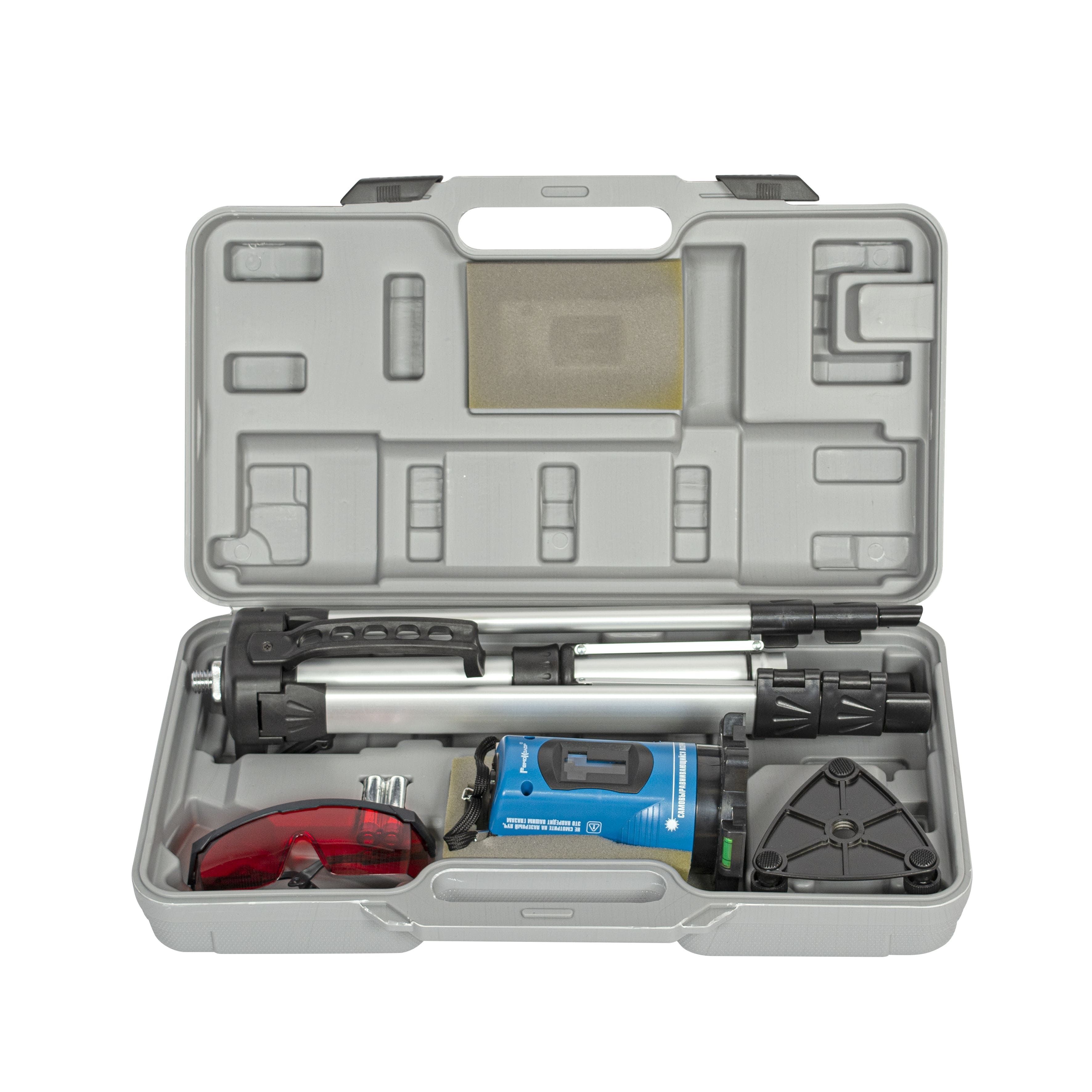 Уровень лазерный самовыравнивающийся со штативом 115 см 2 красных луча дальность 10 м 95-2-282