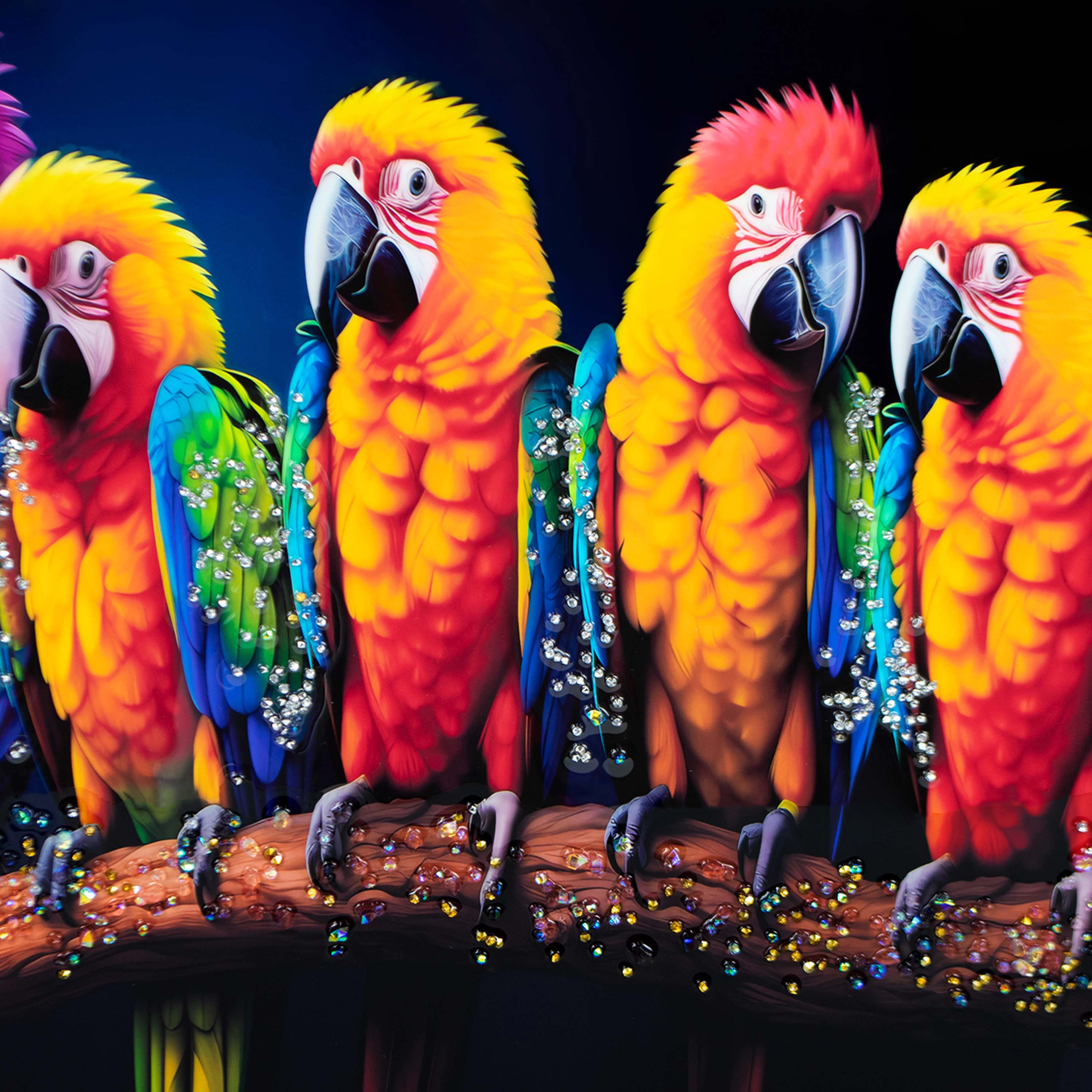 Картина интерьерная со смолой Попугаи 50х70 см 2024-4253