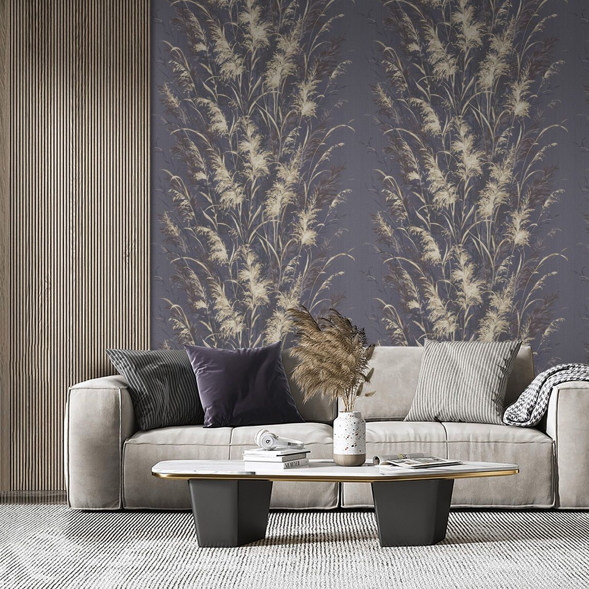 Обои WallSecret Midnight 9089-25 графит листья 1,06х10,05 м