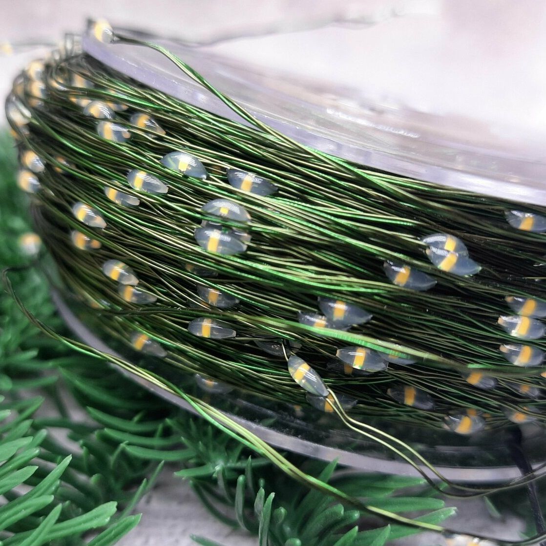 Гирлянда для дома Моя Елочка Роса 50 м 500 ламп LED зеленый пров, теплый белый 2024-3156