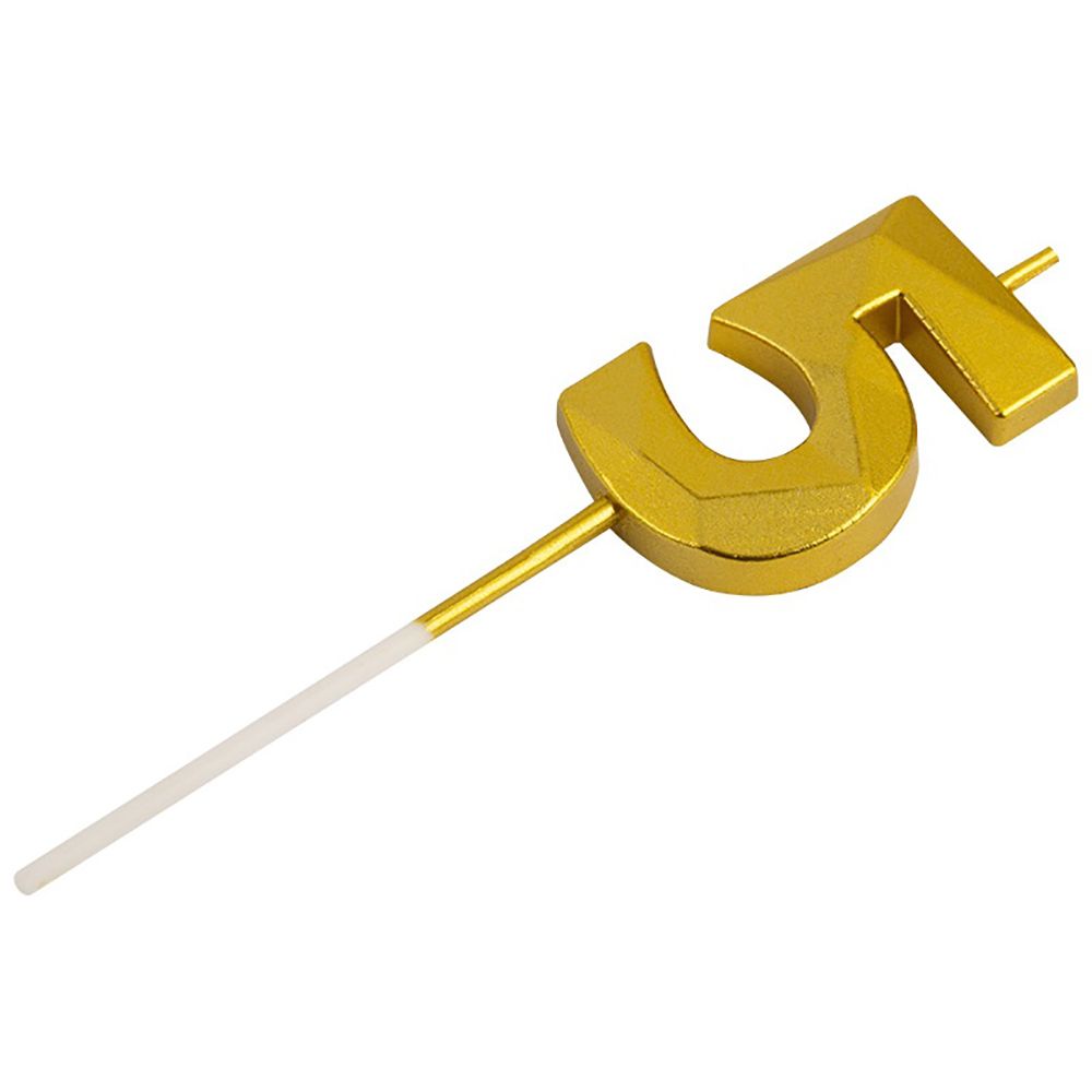 Свеча для торта Цифра 5 золото Волшебная страна