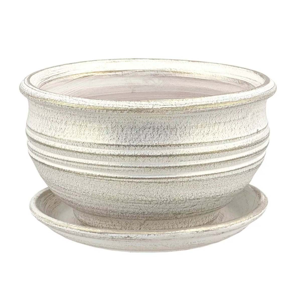 Горшок фиалочница Кантри бело-жемчужный 16 см 0,5 л