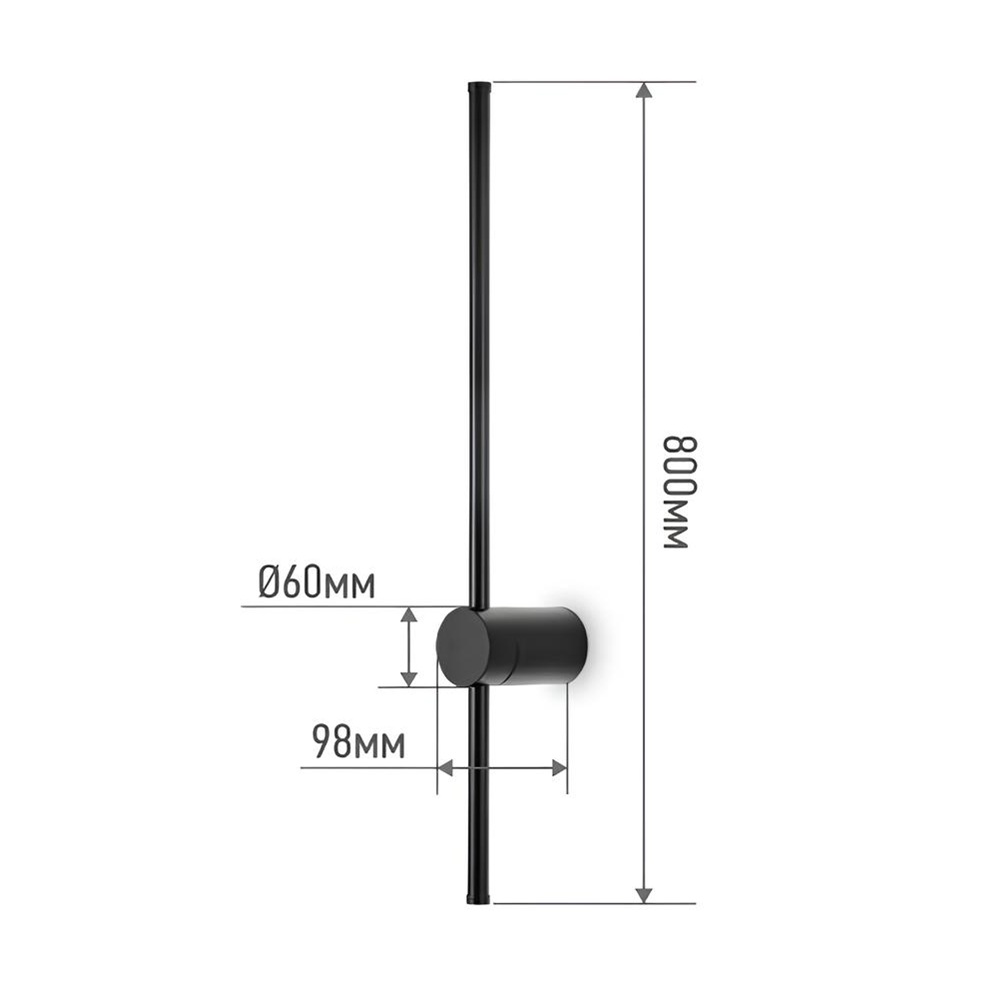 Бра LED In Home Estetika ART-80B-40BL 15Вт 4000K 6х80х9,8 см черный