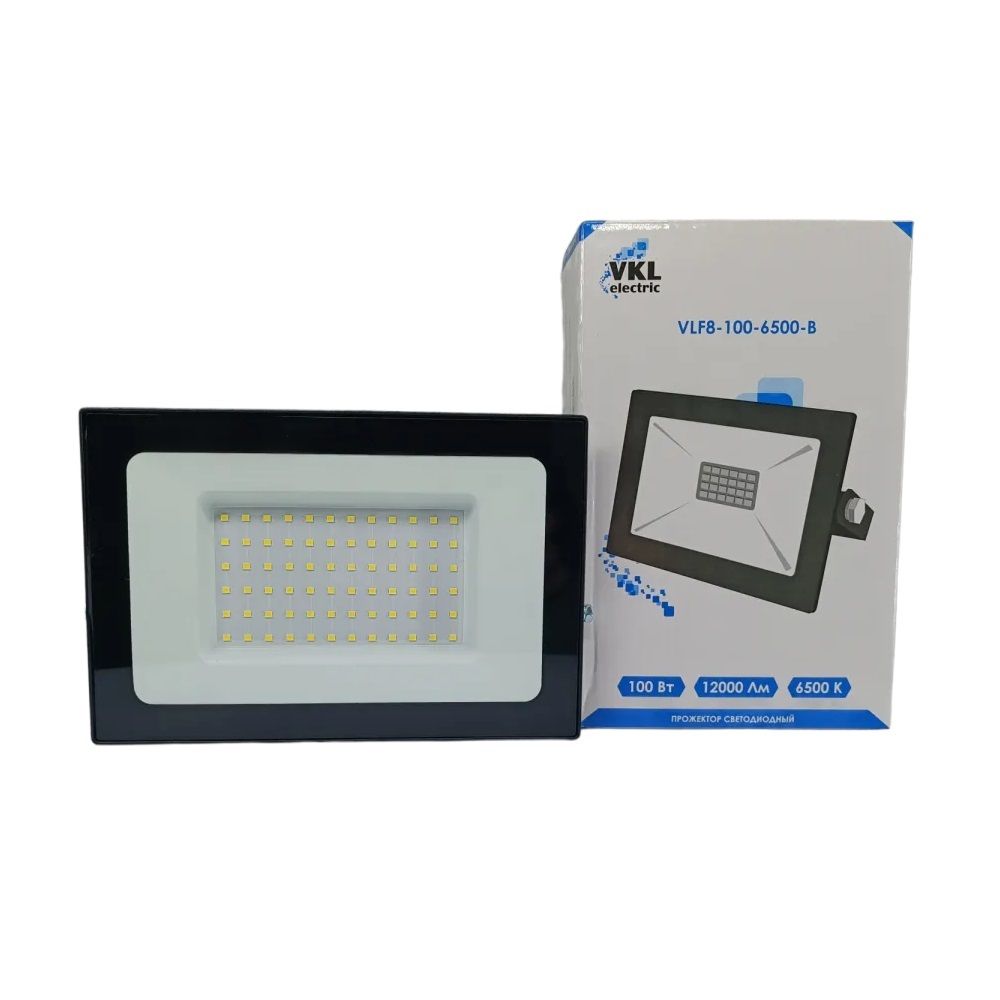 Прожектор светодиодный VKL electric LED 100Вт SMD VLF8-100-6500-В 6500К 12000Лм 220V IP65 черный