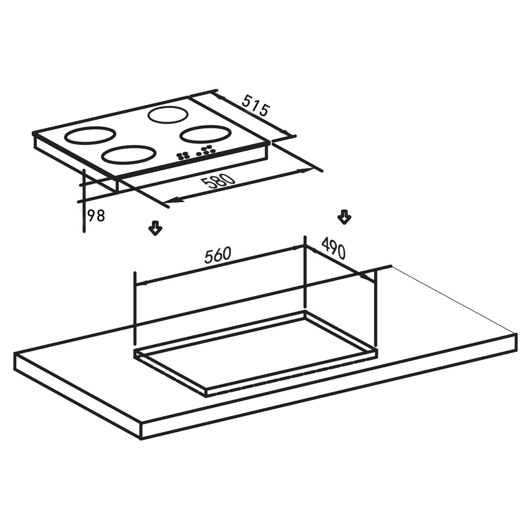 Панель варочная газовая making Oasis everywhere P-BSI 580х515 мм