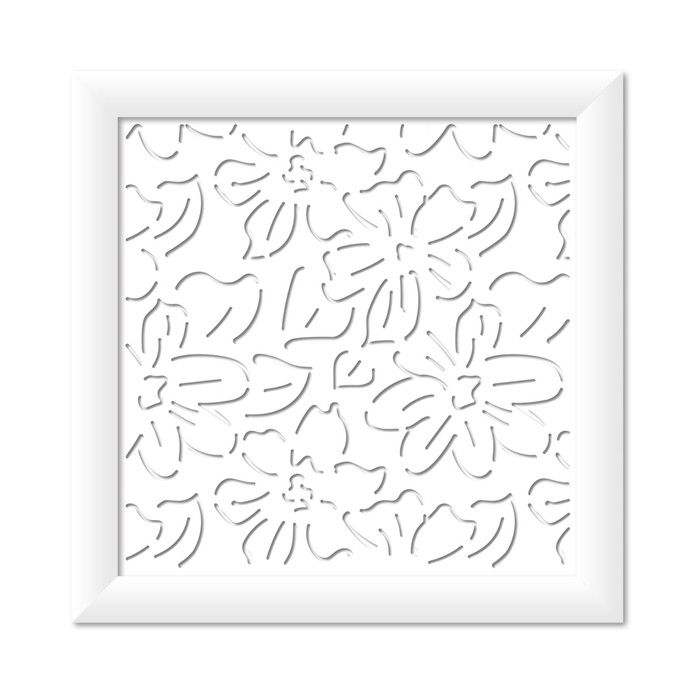 Экран для радиатора 600х600 мм Цветы белый