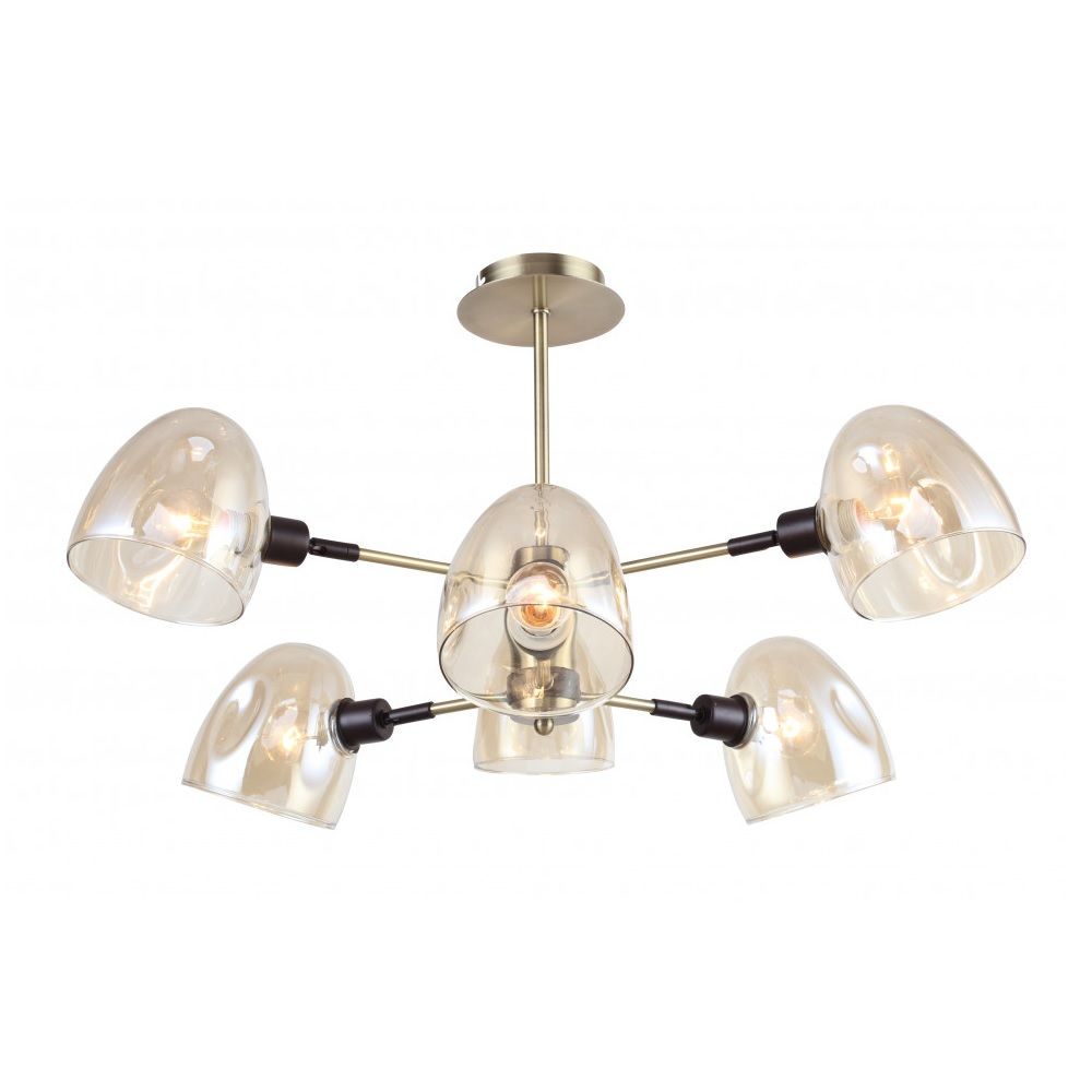 Люстра потолочная Rivoli Camila P6 6х40Вт E14 золото сатин