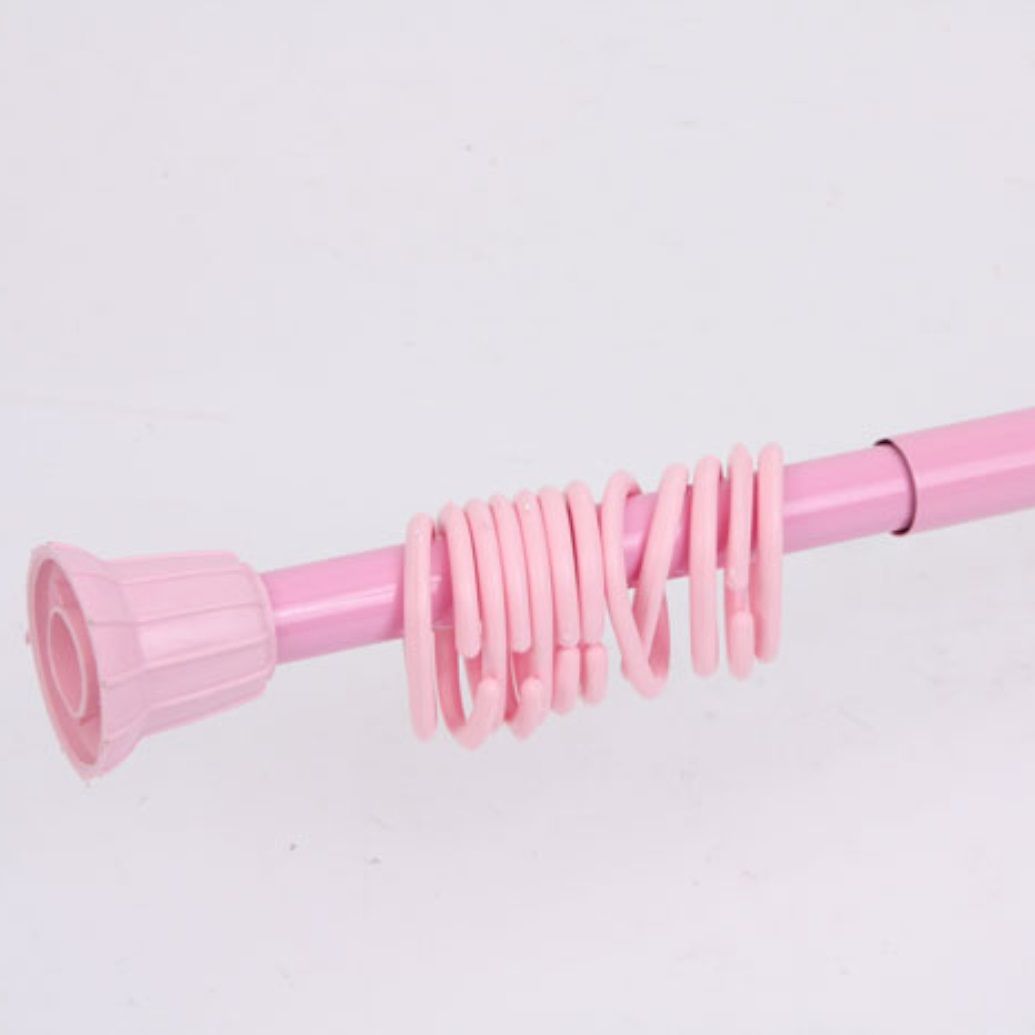 Карниз для ванной комнаты 110-200 см розовый с пружинным кольцом Zalel 110-200