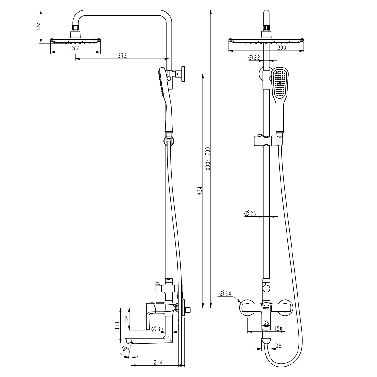 Душевая система Lemark Ursus LM7262BL с тропическим душем