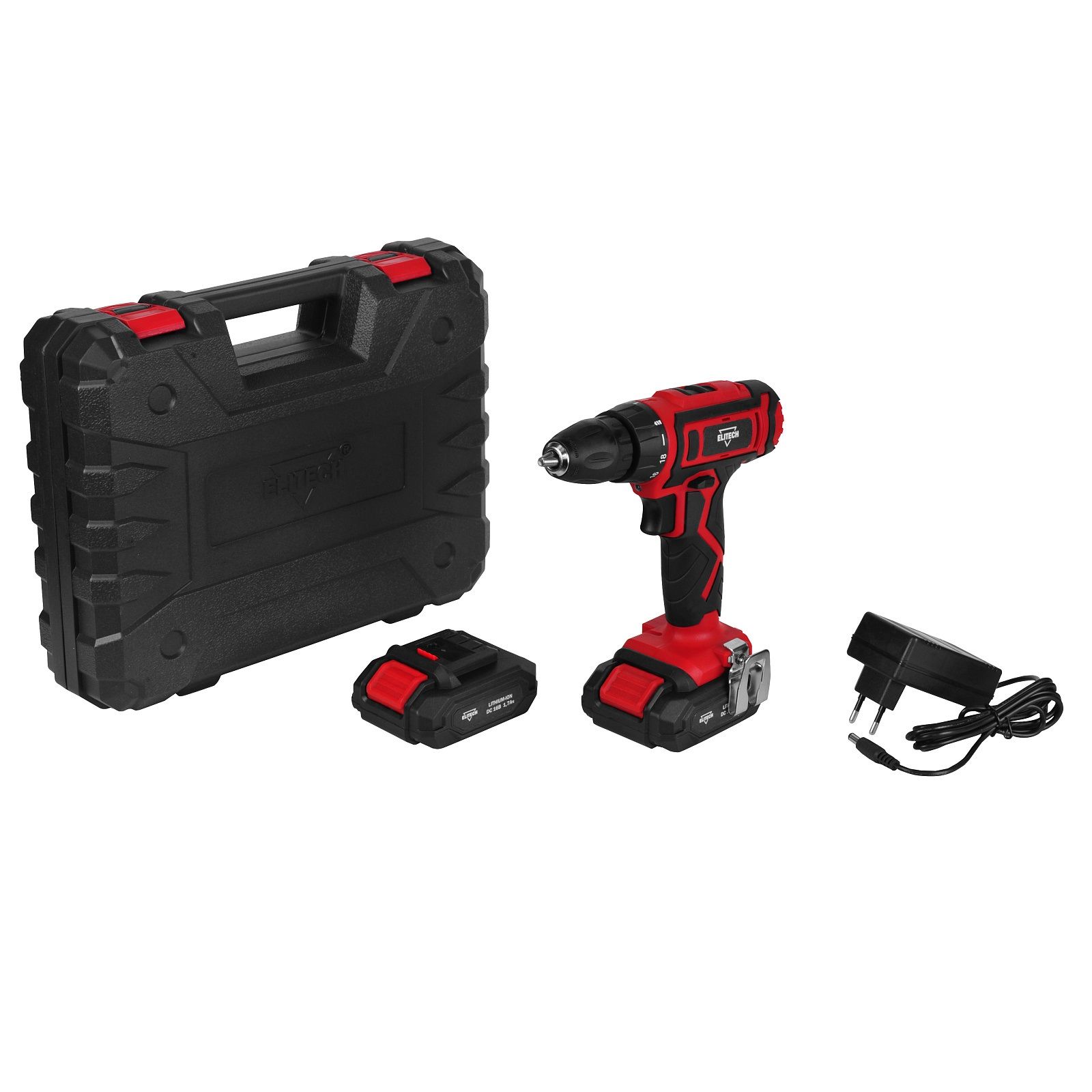 Дрель-шуруповерт аккумуляторная Elitech ДА 162СЛ 16В 2х1,7Ач 28 Нм